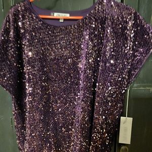 Jennifer Lopez short sleeve sequin dress top. NWT.
